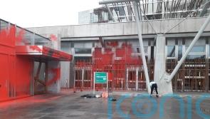 Red paint sprayed on Scottish Parliament in food insecurity protest