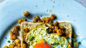 Curried corn and fried eggs on toast recipe