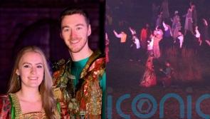 Couple who met as actors spinning fire and fighting as Vikings get engaged onstage dressed as Shakespeare characters