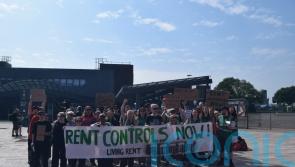 Protesters call for rent controls outside First Minister’s residence