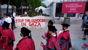 Group of graduates walk out of Harvard ceremony chanting ‘Free, free Palestine’