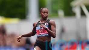 Dina Asher-Smith warms the crowd on a chilly day in Manchester