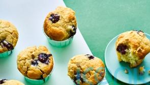 Pinch of Nom’s air fryer white chocolate and blueberry muffin recipe