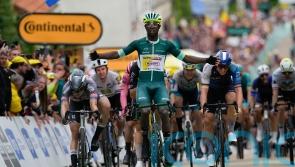 Biniam Girmay celebrates second victory on stage eight of Tour de France