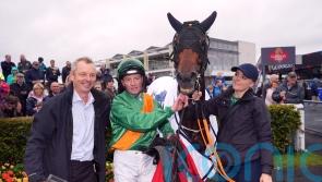 Micky Fenton celebrating with big handicap winner at Galway