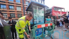 Barriers erected around Banksy’s new piranha artwork on London police box