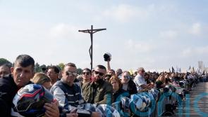 Thousands of motorcyclists converge at Portuguese shrine to have helmets blessed