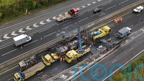 Tesco lorry fire causes long delays on M25