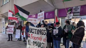 Town with community links to Gaza calls for ceasefire amid protest