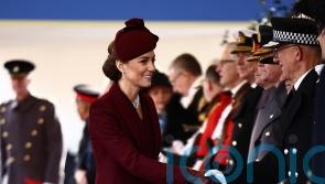 Kate joins King and William to greet Emir of Qatar on state visit