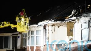 Firefighters tackle blaze at house in Ilford following explosion