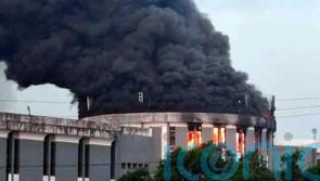 Liberia’s parliament building catches fire amid anti-government protests