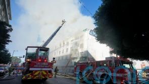 Morrison Hotel in Los Angeles made famous by The Doors goes up in flames
