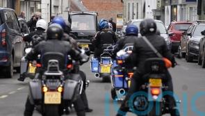 Motorbike riders follow funeral procession of BBC Radio 2 DJ Johnnie Walker