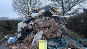 Two tipper trucks believed to be involved in fly-tipping 10ft-high waste mound