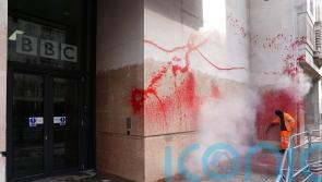 Police called to BBC headquarters after red paint sprayed and doors smashed