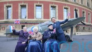 Veterans join countdown to VE Day anniversary with full-size Spitfire replica