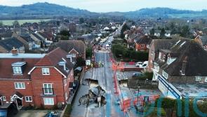 Large sinkhole forces closure of village high street