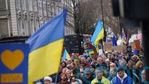 Protesters say ‘don’t betray Ukraine’ as thousands march on Russian embassy