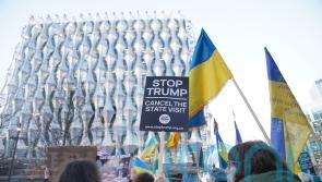 Hundreds of Ukraine supporters condemn Trump at US embassy protest