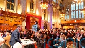 Climate protesters interrupt Kemi Badenoch’s speech at Thatcher conference
