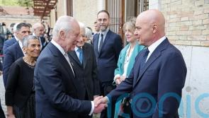 King enjoys Shakespeare performance in company of Italian actor Luca Zingaretti