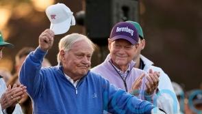 Honorary starters Jack Nicklaus, Gary Player and Tom Watson kick off the Masters