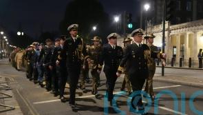 Armed forces parade overnight through London in VE Day dress rehearsal