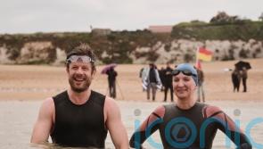 James Norton and Rebecca Adlington take part in 10-hour charity swim
