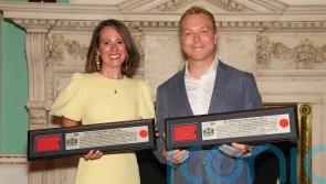 Sir Chris Hoy and wife Lady Sarra receive Freedom of the City of London