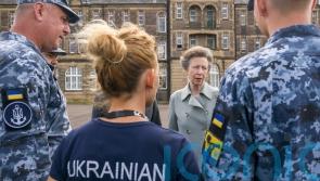 Anne meets Ukrainian band at Royal Edinburgh Military Tattoo rehearsal