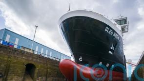 Glen Rosa ferry leaves dry dock to return to shipyard