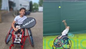 ‘I won’t be defined by my spine’ – boy with rare condition aims to reach top of wheelchair tennis to play at Wimbledon
