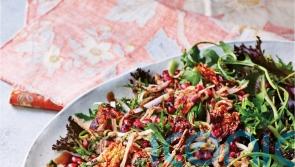 Sabrina Ghayour’s duck and pomegranate salad with honey pomegranate sauce recipe