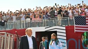 United States President Donald Trump introduced to the crowd at the Ryder Cup