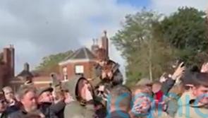 Charles asked ‘How long have you known about Andrew and Epstein?’ by protester