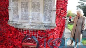 Queen pins final poppy on huge war memorial display