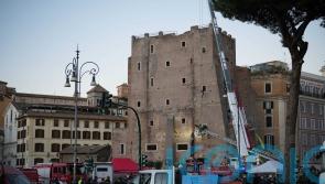 Rome rescuers save man trapped in partially collapsed medieval tower
