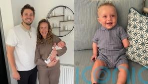 Parents whose unborn son&rsquo;s hand was severed in womb by band of tissue are &lsquo;relieved&rsquo; he was born &lsquo;happy and healthy&rsquo;