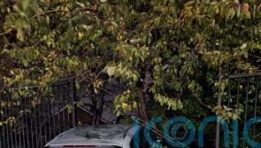 Officers injured after car rammed through fence