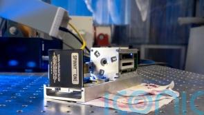 Fabric which changes colour in response to radiation to be sent into space