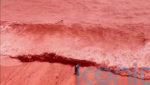 Rain creates crimson spectacle on Iran&rsquo;s Hormuz Island