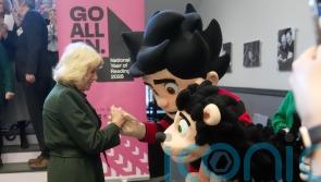 Camilla meets comic book characters during reading initiative launch