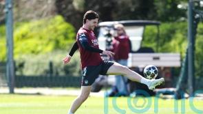 Declan Rice trains with Arsenal team-mates ahead of trip to Sporting Lisbon