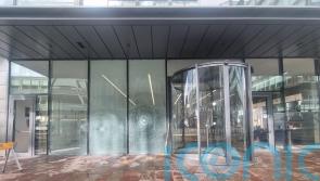 Office building in Glasgow has windows and doors smashed