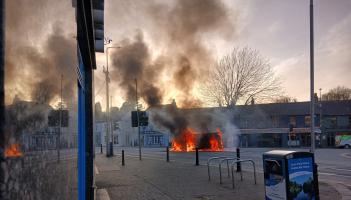 BREAKING: Kildare town centre is shut down as van bursts into flames at traffic lights