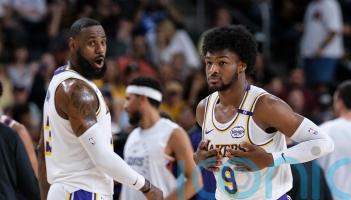 Lebron James plays alongside son Bronny in pre-season outing