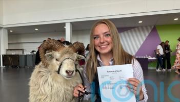Shear delight for teenager who took sheep to collect GCSE results