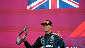 George Russell ‘glad to see chequered flag’ after battling illness in Baku