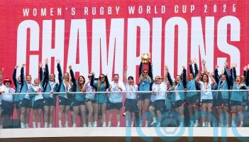 Rugby fans hail Red Roses as ‘cracking inspiration’ at rainy celebration